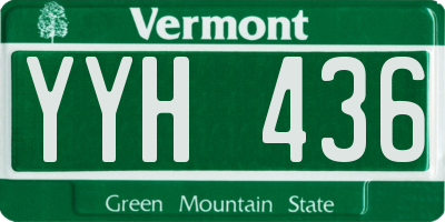VT license plate YYH436