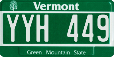 VT license plate YYH449