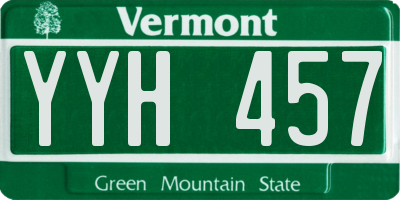 VT license plate YYH457