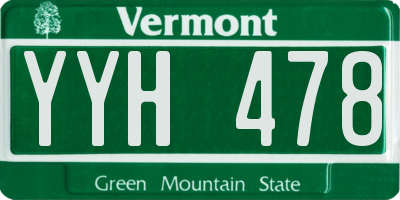 VT license plate YYH478