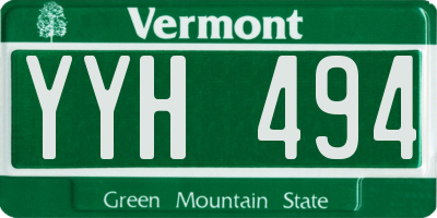 VT license plate YYH494