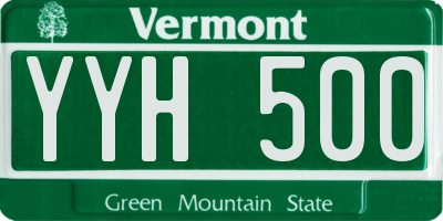 VT license plate YYH500