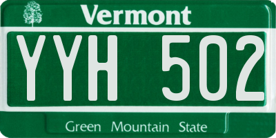VT license plate YYH502