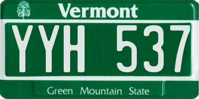 VT license plate YYH537