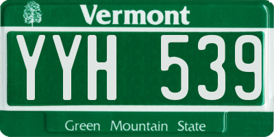VT license plate YYH539