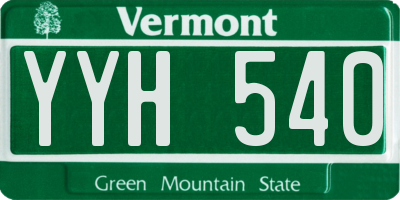 VT license plate YYH540
