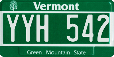VT license plate YYH542