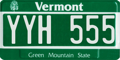 VT license plate YYH555