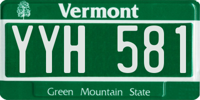 VT license plate YYH581