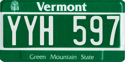 VT license plate YYH597