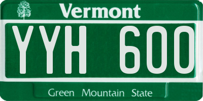VT license plate YYH600