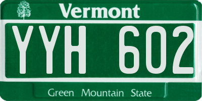 VT license plate YYH602
