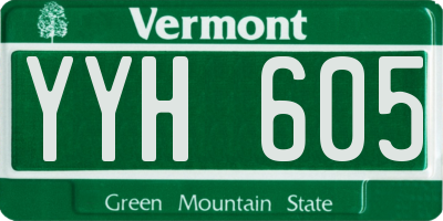 VT license plate YYH605