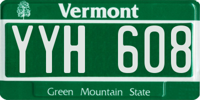 VT license plate YYH608