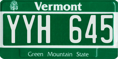 VT license plate YYH645
