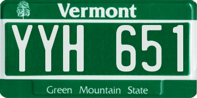 VT license plate YYH651