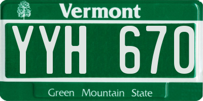 VT license plate YYH670