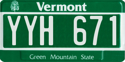 VT license plate YYH671