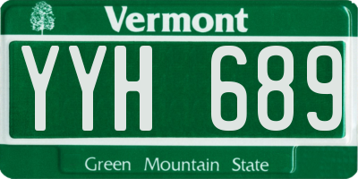 VT license plate YYH689