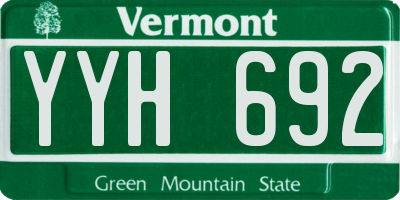 VT license plate YYH692