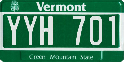 VT license plate YYH701