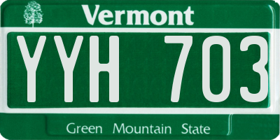 VT license plate YYH703
