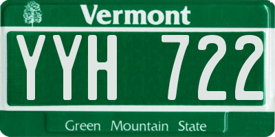 VT license plate YYH722