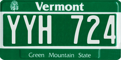 VT license plate YYH724