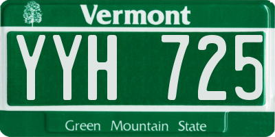VT license plate YYH725