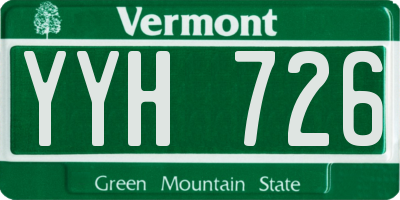 VT license plate YYH726