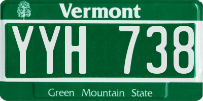 VT license plate YYH738