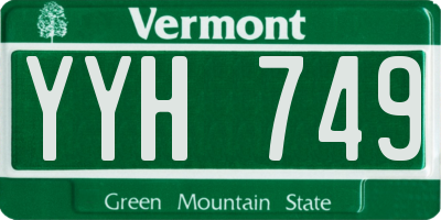 VT license plate YYH749