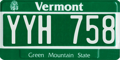VT license plate YYH758