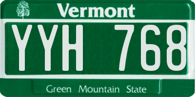 VT license plate YYH768