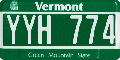 VT license plate YYH774