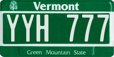 VT license plate YYH777