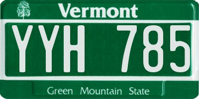 VT license plate YYH785