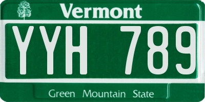 VT license plate YYH789