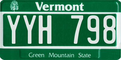 VT license plate YYH798