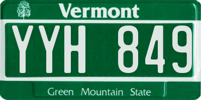 VT license plate YYH849
