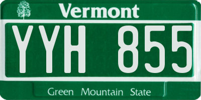 VT license plate YYH855