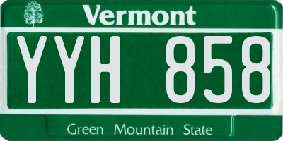 VT license plate YYH858