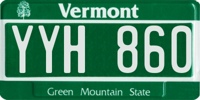 VT license plate YYH860