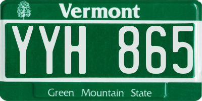 VT license plate YYH865
