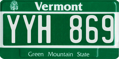 VT license plate YYH869