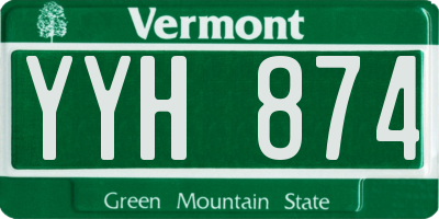 VT license plate YYH874