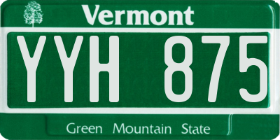 VT license plate YYH875
