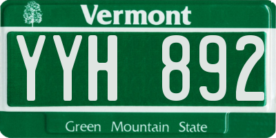 VT license plate YYH892