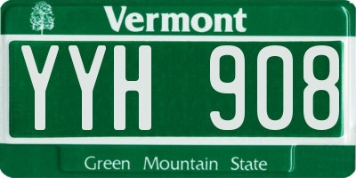 VT license plate YYH908
