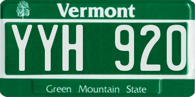 VT license plate YYH920